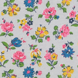 Long sleeve floral grey dress yellow stitching