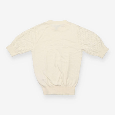 Top Cream Pointelle Open Knit Short Sleeve