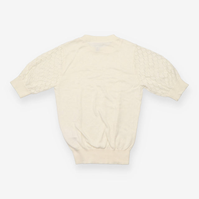 Top Cream Pointelle Open Knit Short Sleeve