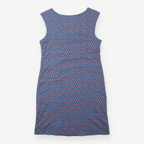 Dress Blue Floral Print Sleeveless Cotton Shift