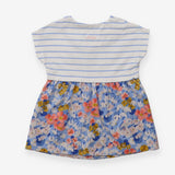 Dress blue floral and stripes