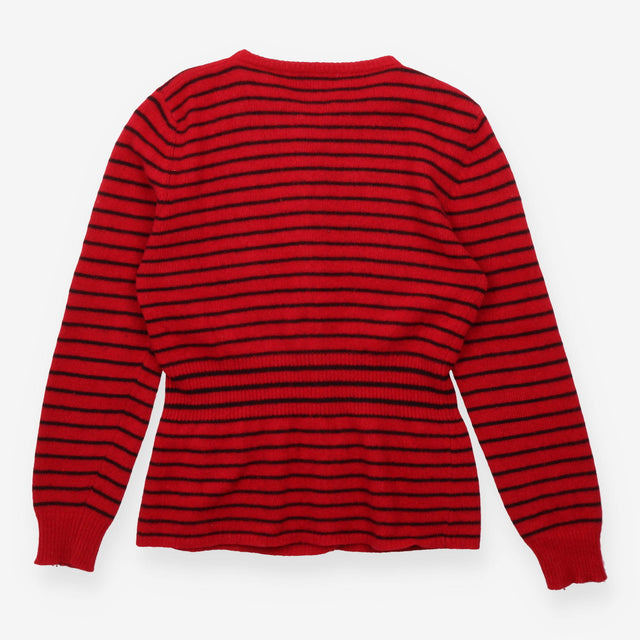 Bright red and Charcoal Striped Lambswool Blend C