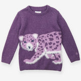 Purple Leopard Knit Sweater