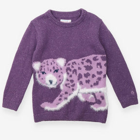 Purple Leopard Knit Sweater