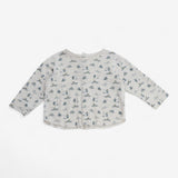 T-Shirt Grey with Eskimo Print and Popper Back