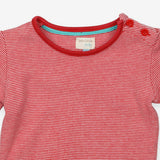 Bodysuit LS red stripe buttons