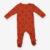 Sleepsuit burnt orange bear zip ribbed