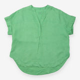 Blouse Bright Green Pure Linen V Neck