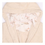 Dressing gown cream towelling owl fox hood lining