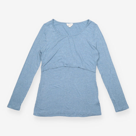 Slate Blue Ribbed Long Sleeve Maternity & Nursing 