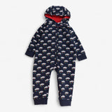 Onesie navy zip rainclouds