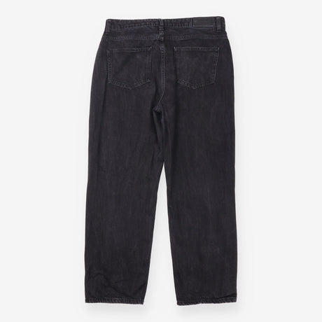 Black Washed Denim High Rise Straight Leg Jeans