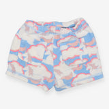 Shorts towelling blue clouds pink tie