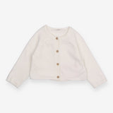 Cardigan White with Brown Buttons
