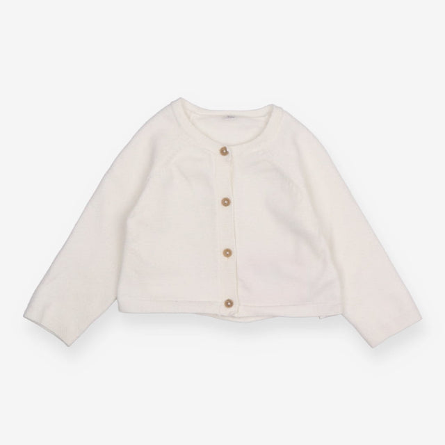 Cardigan White with Brown Buttons