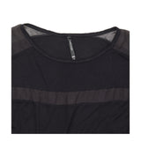 Top Black Sheer Panel Striped Short Sleeve Crew Ne