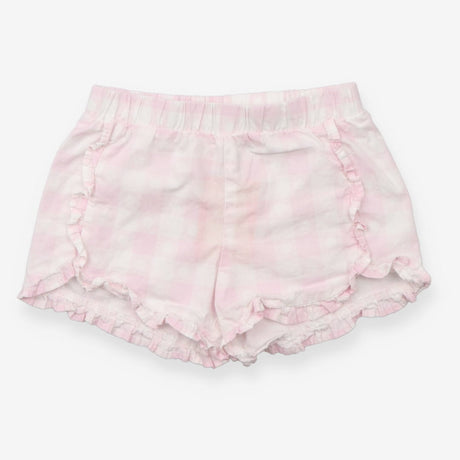 Pink Gingham Shorts with Flowers