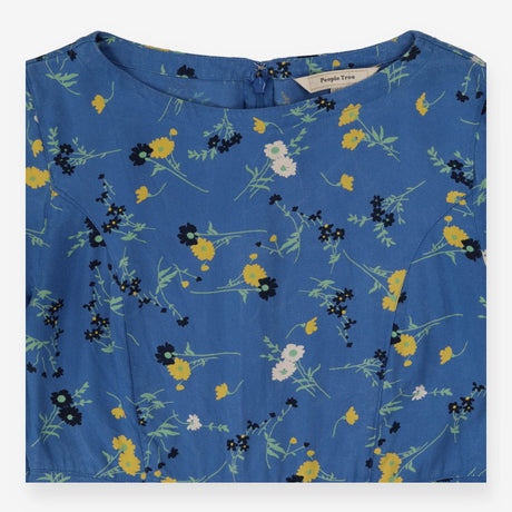Dress blue with floral design