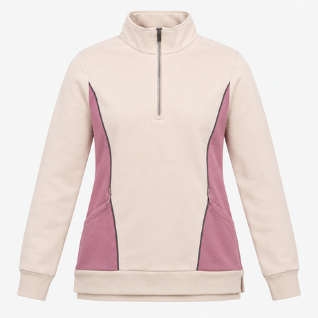 Maternity Sweatshirt Beige Mauve Colour Block Half