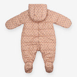 Pramsuit terracotta blue flowers fleece lined