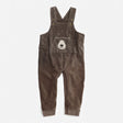 Dungarees Brown Jersey Ribbed Applique Bear Pocket