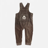Dungarees Brown Jersey Ribbed Applique Bear Pocket