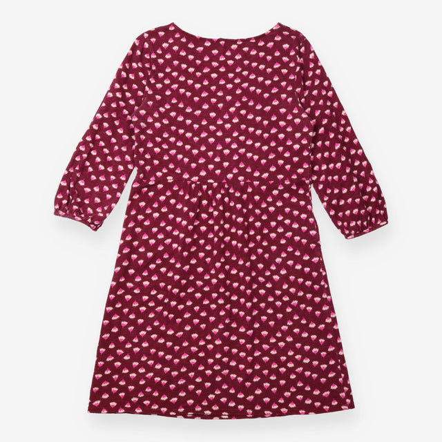 Jersey Dress Burgundy Pink Floral Print Knee Lengt