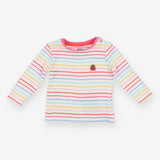 T-Shirt Long Sleeved Candy Stripe Ladybird Appliqu