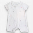 Romper white collared with mice and flowers