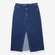 Midi Denim Skirt Front Split Raw Hem Eco Denim Dar