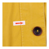 Jacket yellow canvas hood navy stripe lining