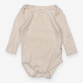 Bodysuit Long Sleeved Ribbed Beige