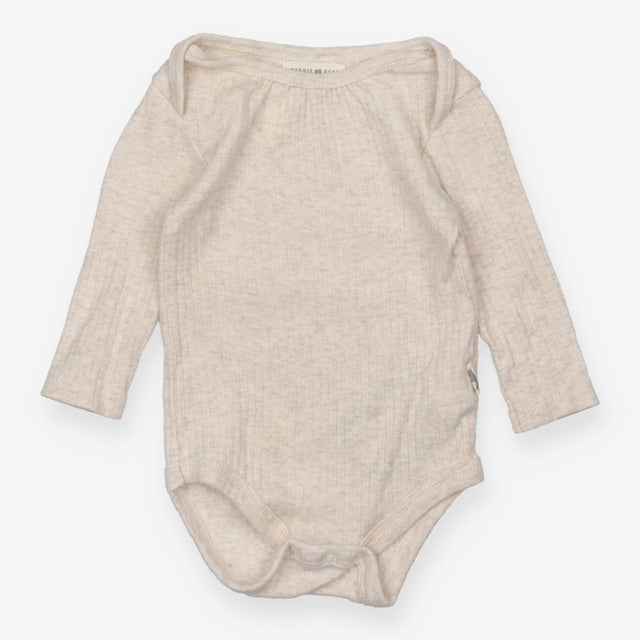 Bodysuit Long Sleeved Ribbed Beige