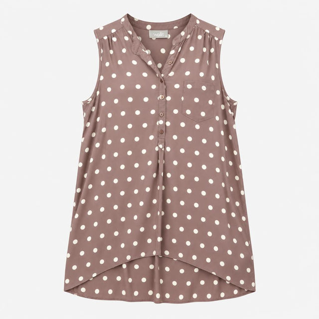 Wallis Sleeveless Blouse Polka Dot Collarless