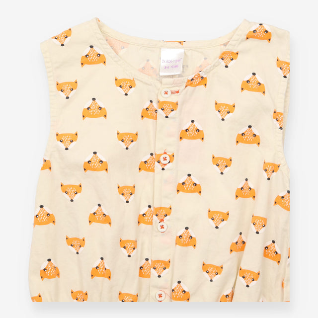 Romper Woven Oatmeal Foxes