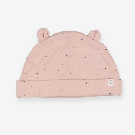 Baby hat pink black dots