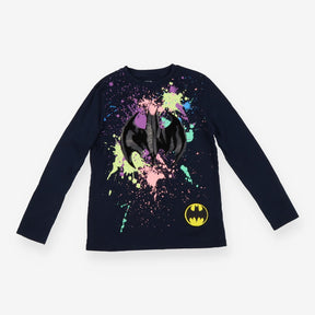 T-Shirt Long Sleeved Navy Batman Splatter