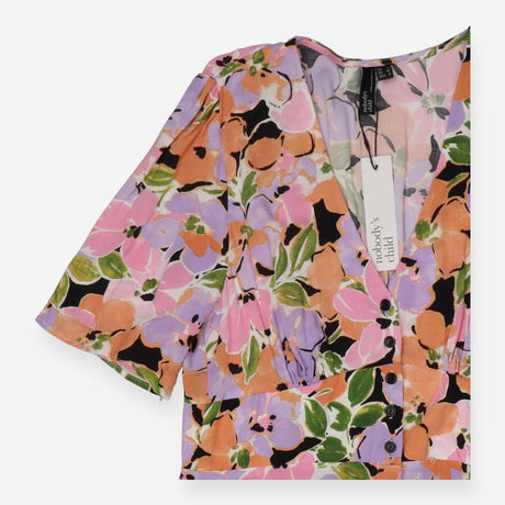 Tea Dress pink and orange floral with button front