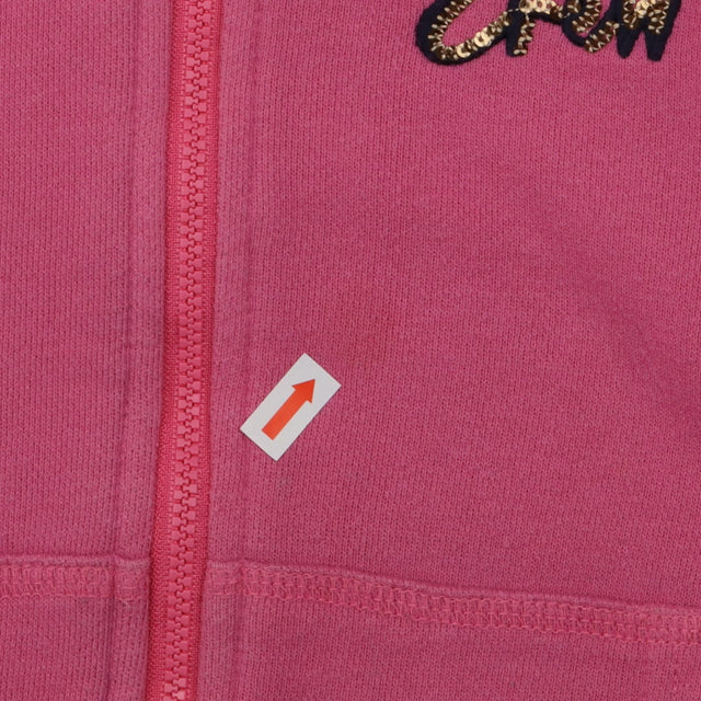 Hoodie pink fleece lined blue stripe cuffs