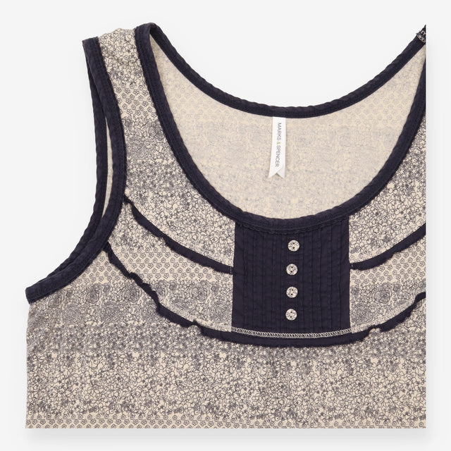 Vintage Style Sleeveless Top Floral Print