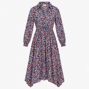 Dark Pop Floral Shirred-Waist Maxi Dress