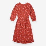 Midi Dress Rust Floral TENCEL V Neck