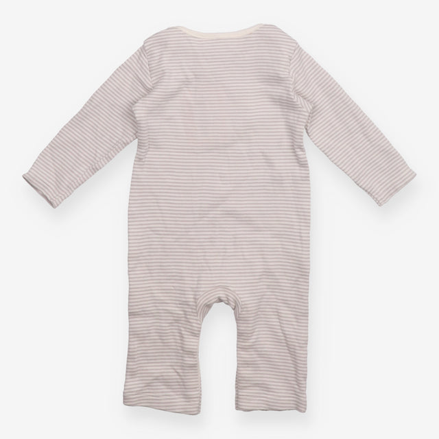 Sleepsuit grey and white stripe with red tractor a