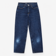 Dark Blue 100% Cotton Tapered High Rise Jeans