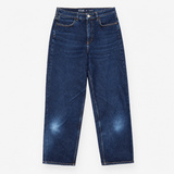 Dark Blue 100% Cotton Tapered High Rise Jeans
