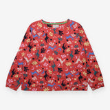 Sweatshirt Coral Red Deer Animal Print Long Sleeve