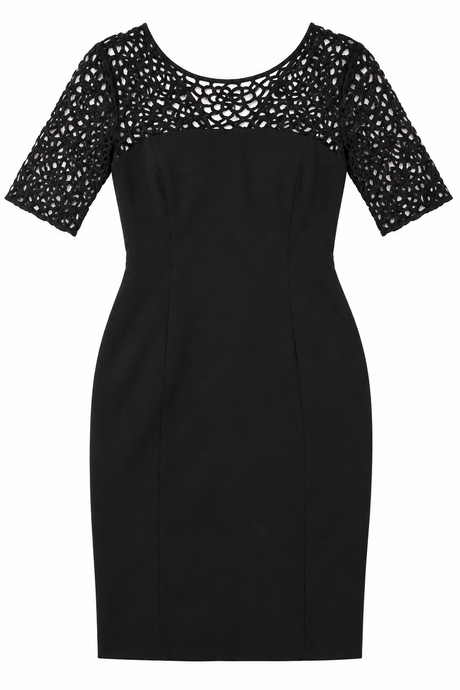 Dress Black Lace Short Sleeve Fitted Occasion