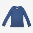 T-shirt blue pointelle with lace trim
