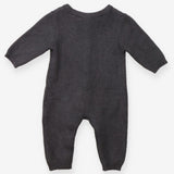 Romper knit grey wood buttons