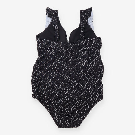 Black Polka Dot Ruffle Maternity Swimsuit